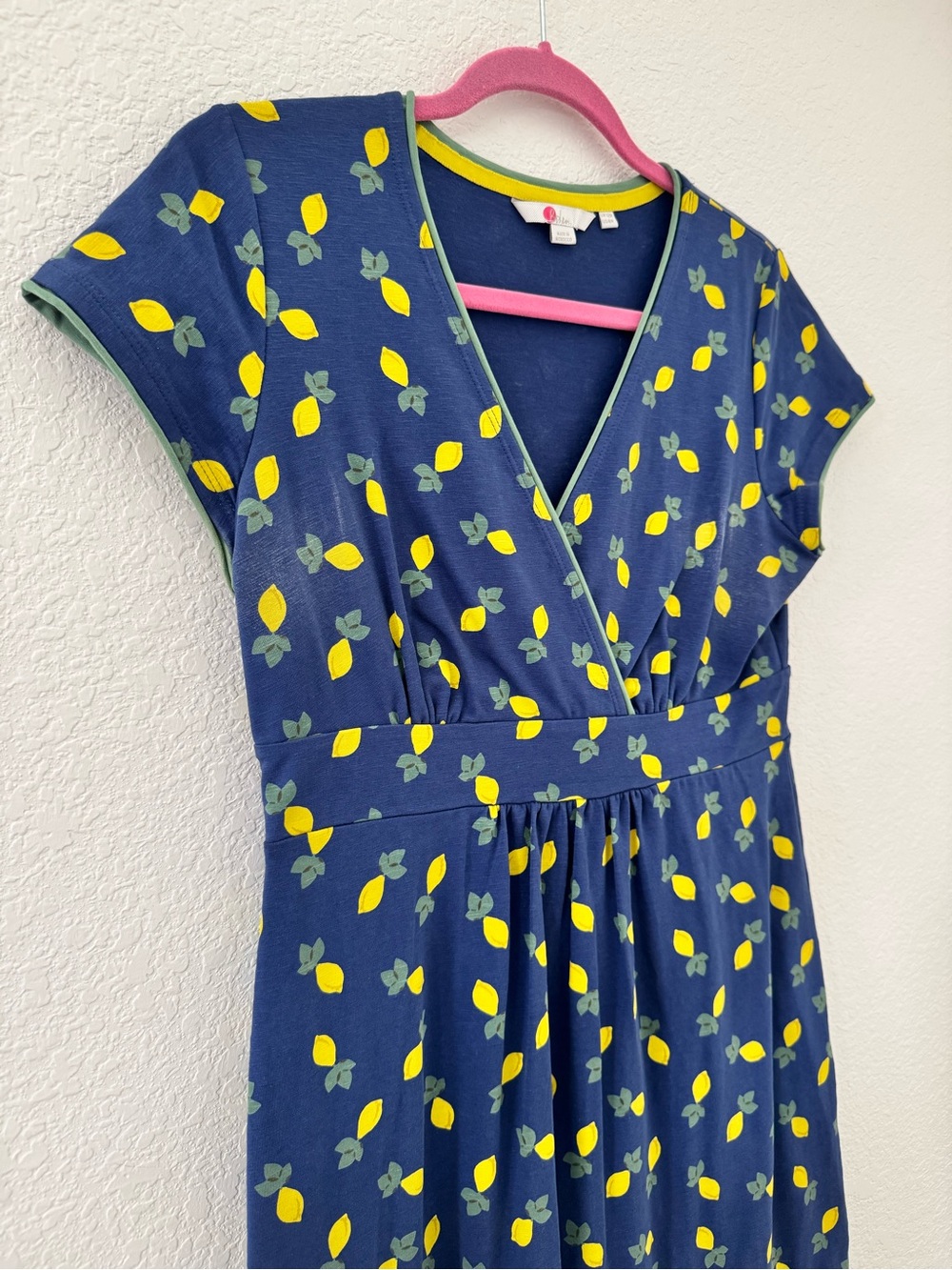Boden Lola Lemon Print Blue Dress - Picture 2 of 12